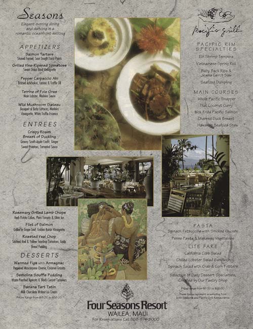 Menu Magazine Ad for Four Seasons Resort